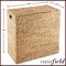 Casafield 2-Section Laundry Hamper with Removable Liner Bags, Woven Water Hyacinth Double Laundry Basket Sorter for Clothes and Towels